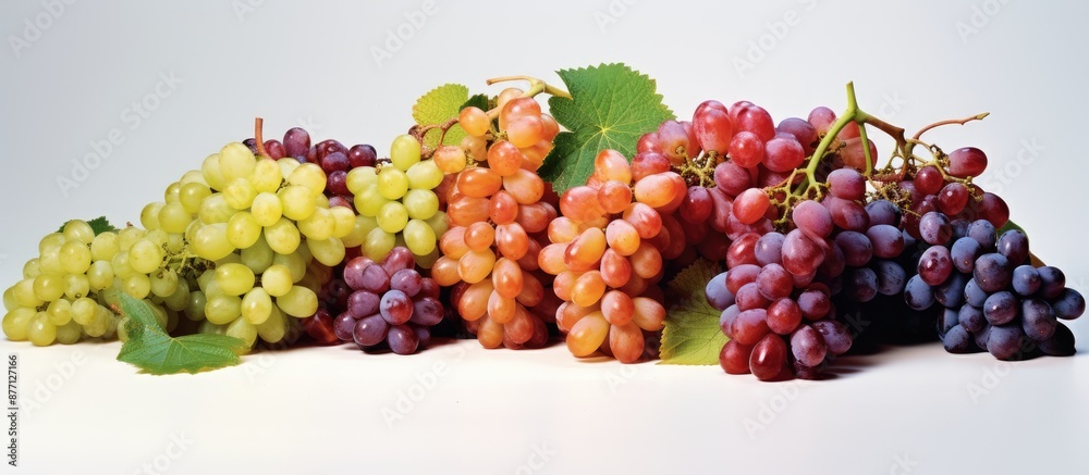 Fototapete various types of grapes are displayed in the copy space image.
