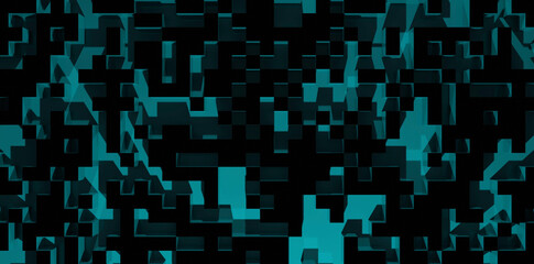 Illustration of  Ice Blue And Black Cube Geometric Abstract