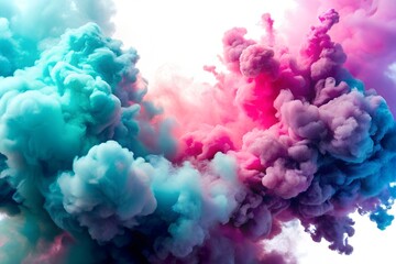 Fototapeta premium pink party fog. Isolated blue, teal, purple , aqua smoke cloud or think cloud. 3D special effects fog clouds graphic for white background