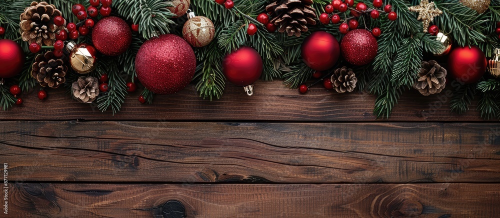 Poster festive christmas decor with space for adding text or images, christmas-themed decorations with empt