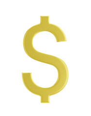 Dollar 3d. Golden sign of dollar. Gold Russian dollar, currency. Isolated, vector.
