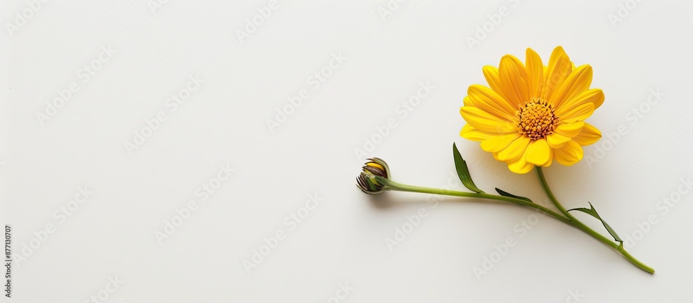 Fototapete a stock flower head displayed against a plain white backdrop with copy space image available below.