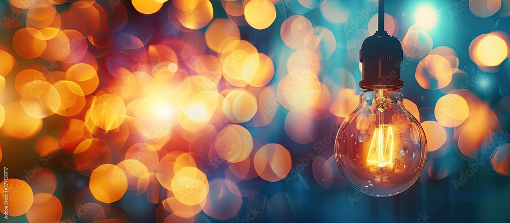 Poster bokeh light bulbs create a stunning backdrop for design projects with copy space image.