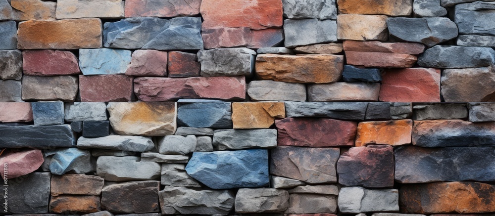 Aufkleber stone wall texture with vibrant colors, ideal as a background for a copy space image.
