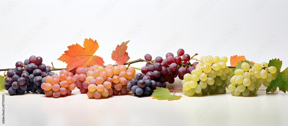 Aufkleber various types of grapes are displayed in the copy space image.