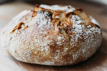 Loaf of sourdough bread on the table