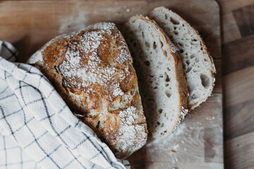 Sourdough bread cut into slices 