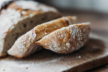 Sourdough bread cut into slices 