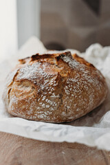 Loaf of sourdough bread on the table