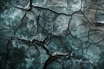 Obraz premium Highresolution image of cracked soil with a cool blue overlay, evoking a somber mood