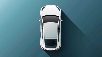 Top view icon of a smart car with autonomous artificial intelligence.