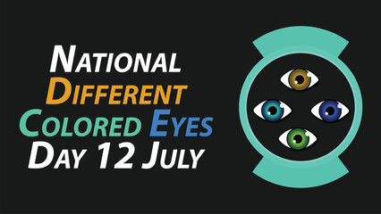 Obraz premium National Different Colored Eyes Day vector banner design illustration