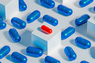 Red Capsule Stands Out Among Blue Pills