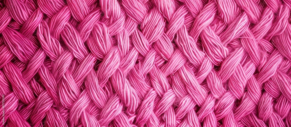 Poster top view background with a bright pink woven fabric providing a vibrant backdrop for copy space imag