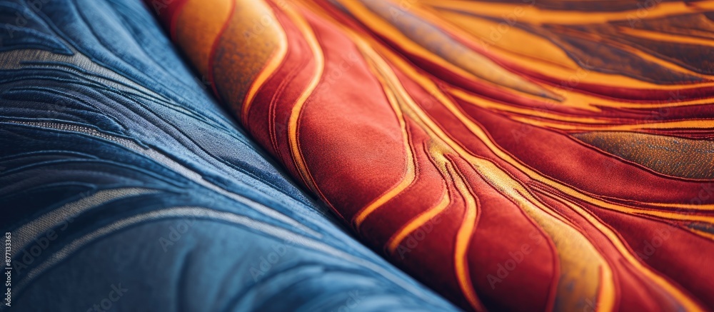 Fototapete close-up of textured fabric with abstract patterns, perfect for copy space image.