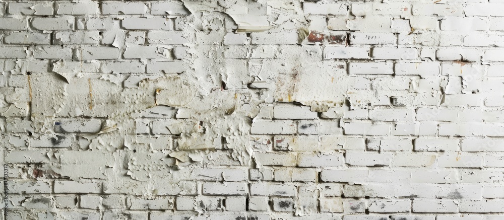 Poster background showing an aged, soiled white brick wall with copy space image.