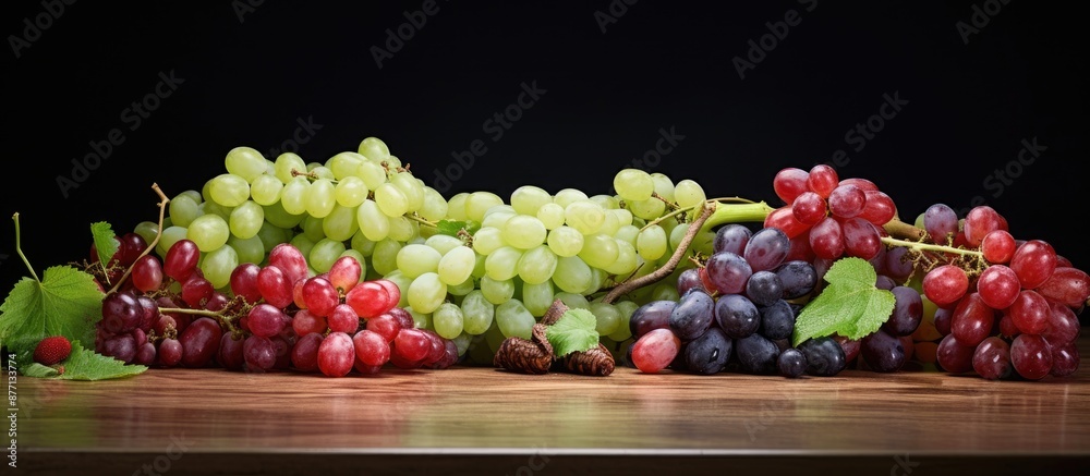 Poster Various types of grapes are displayed in the copy space image.