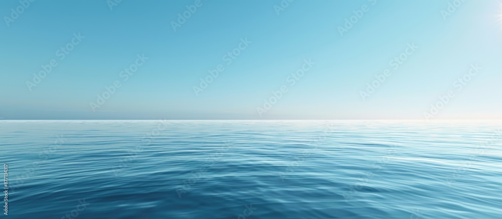Poster the serene water surface reflects the clear blue sky, creating a tranquil atmosphere in the copy spa