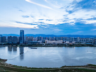 Fototapeta premium Modern city skyline landscape aerial photography