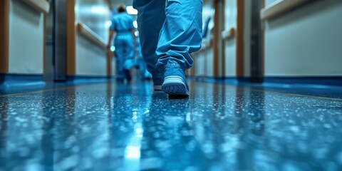 Obraz premium Medical Staff in Hospital Corridors and Laboratories Medical Team Collaboration: Inside the Hospital Environment