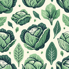 seamless pattern of cabbage in a flat design style