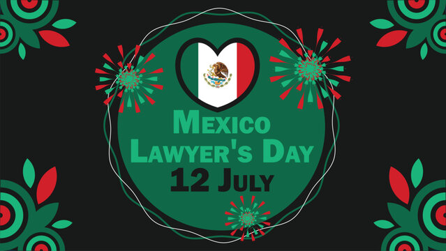 Mexico Lawyer's Day vector banner design with geometric shapes and vibrant colors on a horizontal background. Happy Mexico Lawyer's Day modern minimal poster.