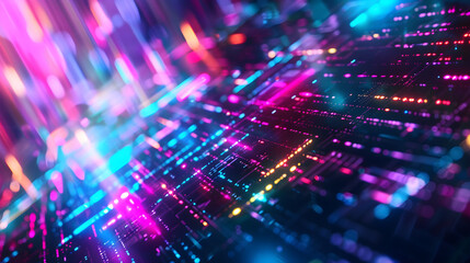 abstract background with a digital glitch effect in neon colors