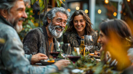 Friends Enjoying Dinner on a Terrace