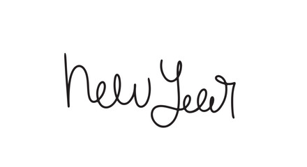 Continuous one line doodle drawing of new year 2025. Holiday concept, festive New year handwriting text, minimalist design. 