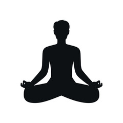 Abstract meditating man silhouette. Male sitting in lotus position. Vector illustration