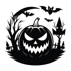 Halloween Pumpkin Silhouette Vector illustration