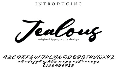 Jealous Font Stylish brush painted an uppercase vector letters, alphabet, typeface