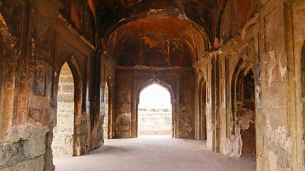 Naklejka premium Inside view of the mosque, group of Bua Hasan monuments, Jhajjar, Haryana, India.