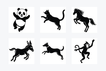 kids favorite animals six vector illustration