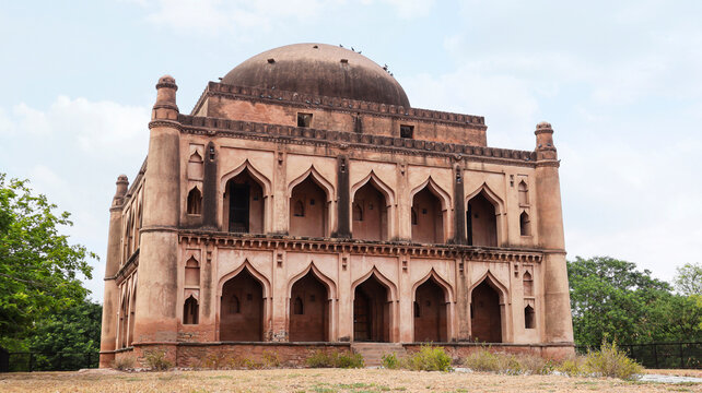 View of Chor Ghumbad, a squarish monument constructed by Afghan noble Jamal Khan, Narnaul, Haryana, India.