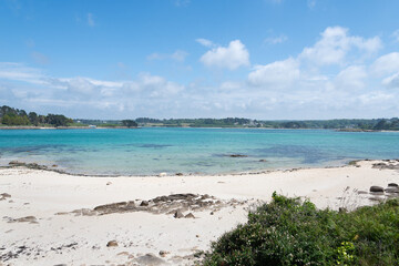 Magnifique panorama sur les plages de l'île Grande en Bretagne - France