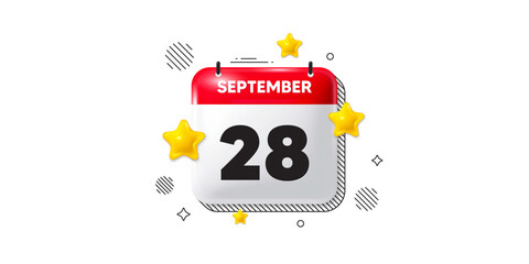Calendar date of September 3d icon. 28th day of the month icon. Event schedule date. Meeting appointment time. 28th day of September. Calendar month date banner. Day or Monthly page. Vector
