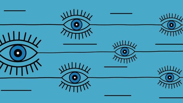 Evil eye line art Animation  high-quality 4K footage 