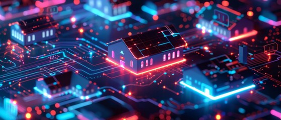 Fototapeta premium Abstract digital network with glowing lines.