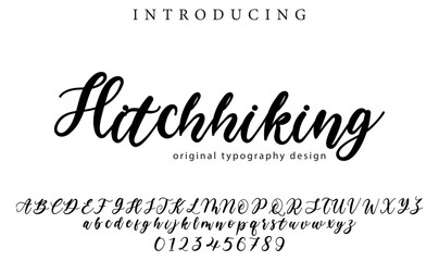 Hitchhiking Font Stylish brush painted an uppercase vector letters, alphabet, typeface