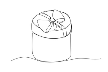 Gift box one line sketch. Doodle outline icon.