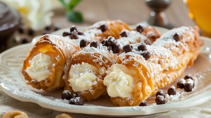 Cannoli is a traditional Sicilian pastry. It's a tube-shaped pastry filled with a sweet, creamy filling.