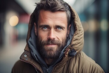 Obraz premium Portrait of a handsome mature man in the city. Men's beauty, fashion.