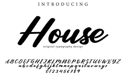 House Font Stylish brush painted an uppercase vector letters, alphabet, typeface