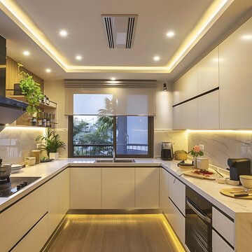 Modern parallel kitchen design with a corian countertop