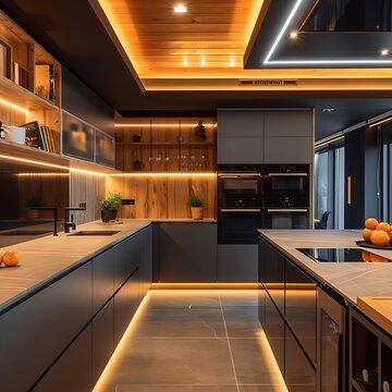 U-Shape modern acrylic modular kitchen