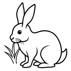 Charming Vector Illustration of a Rabbit Eating Grass