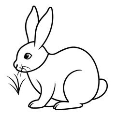 Obraz premium Charming Vector Illustration of a Rabbit Eating Grass
