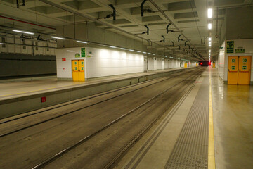 Girona, Spain - 6 July, 2024: Platforms at Girona high speed train station, Catalonia