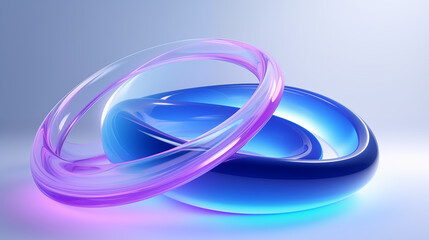 Abstract blue and purple colored rings, 3d render
